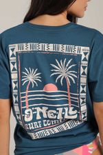 Camiseta Manga Corta Oversize Island Palms Azul Mujer
