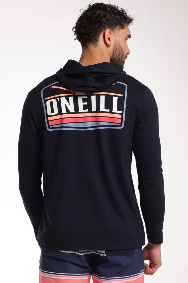 Camiseta Manga Larga Hoodie Standard Fit Sun Supply Azul Hombre