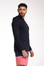 Camiseta Manga Larga Hoodie Standard Fit Sun Supply Azul Hombre