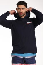 Camiseta Manga Larga Hoodie Standard Fit Sun Supply Azul Hombre