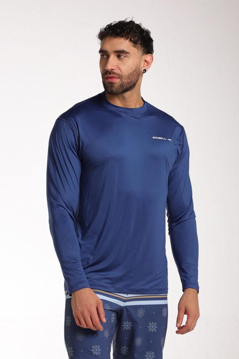 Camiseta Protección Solar Line Logo Azul Hombre