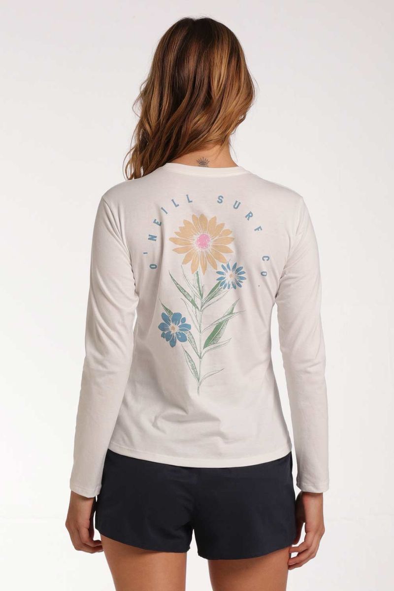 Camiseta Manga Larga Standard Fit Pacific Bloom Cafe claro Mujer