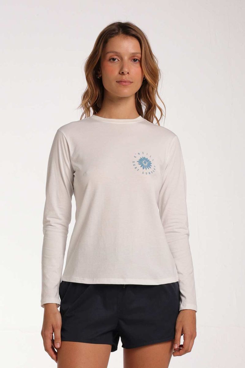 Camiseta Manga Larga Standard Fit Pacific Bloom Cafe claro Mujer