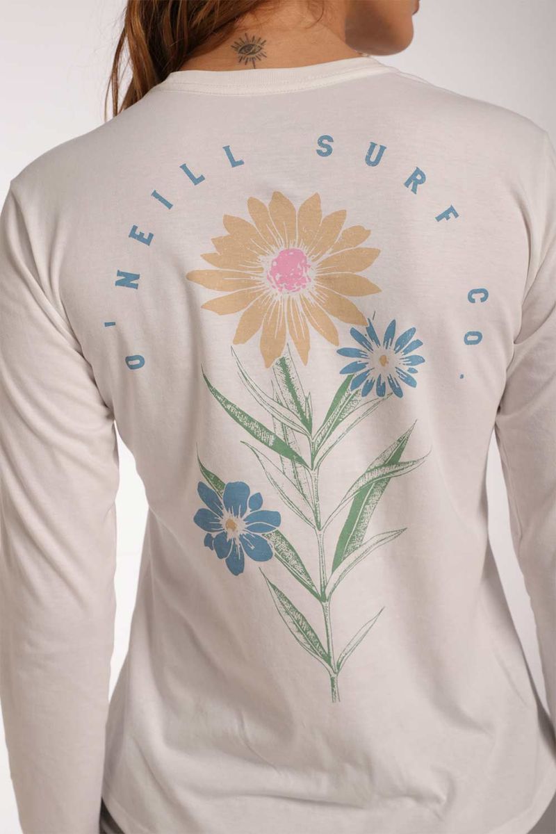 Camiseta Manga Larga Standard Fit Pacific Bloom Cafe claro Mujer