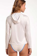 Buzo Hoodie Protección Solar Waves Thread Cafe claro Mujer
