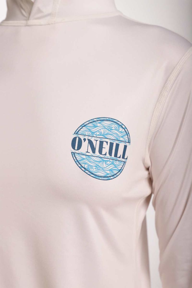 Buzo Hoodie Protección Solar Waves Thread Cafe claro Mujer