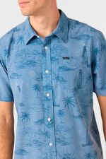 Camisa Manga Corta Relaxed Fit Traveler Traverse Upf 50 Azul Hombre