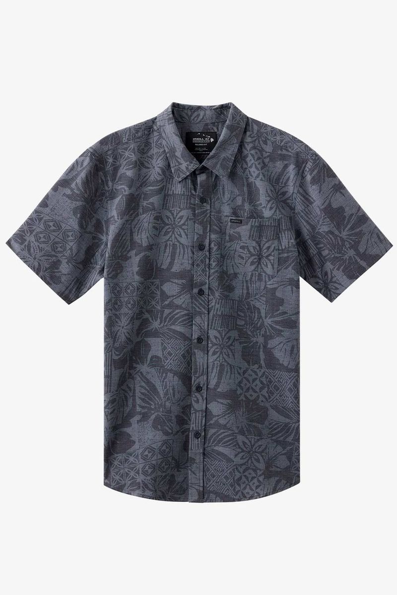 Camisa Manga Corta Relaxed Fit Traveler Traverse Hawaii Upf 50 Gris Hombre