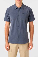 Camisa Manga Corta Standard Fit Traveler Traverse Stripe Upf 50 Negro Hombre