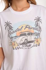 Camiseta Oversize Coastal Paradise Blanca Mujer