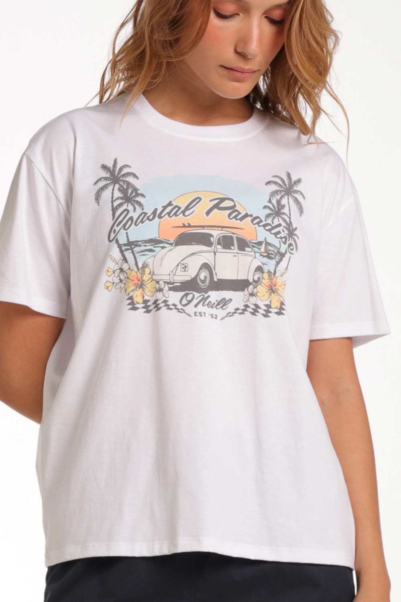 Camiseta Oversize Coastal Paradise Blanca Mujer